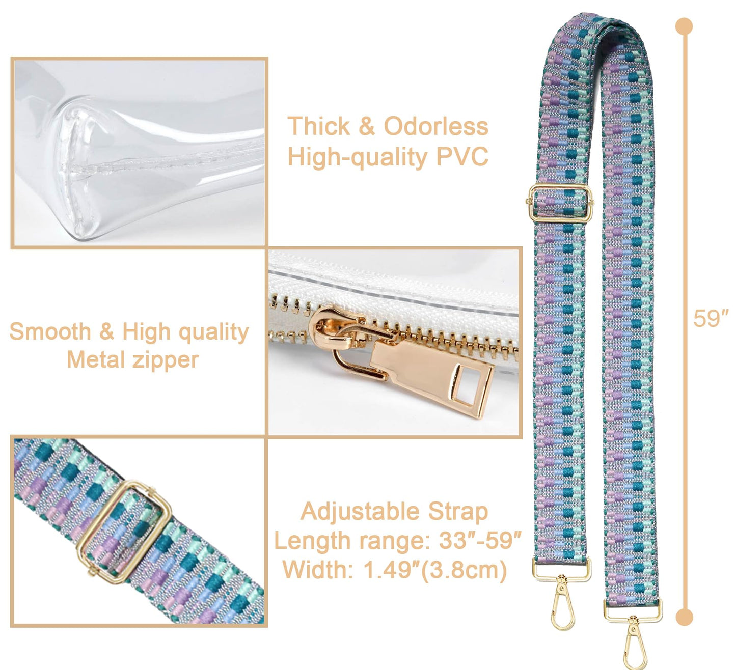 Clear Purse for Women Stadium Approved, Clear Crossbody Bag, Small Clear Bag for Stadium Events Concert