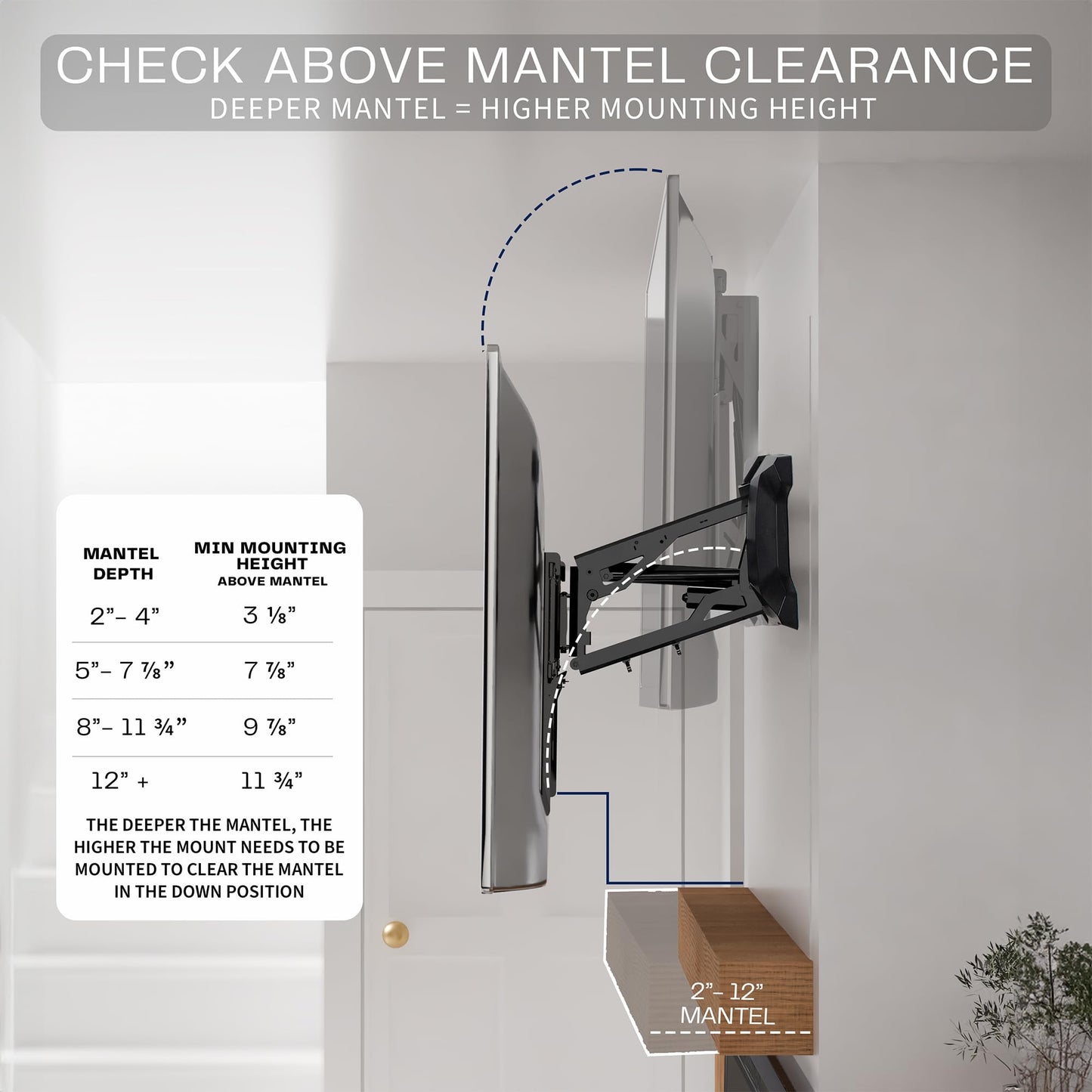 VIVO Motorized Fireplace TV Wall Mount for 37 to 70 inch Screen up to 77 lbs, Height Adjustable Electric Pull Down Mantel Bracket, Black, MOUNT-E-M070R