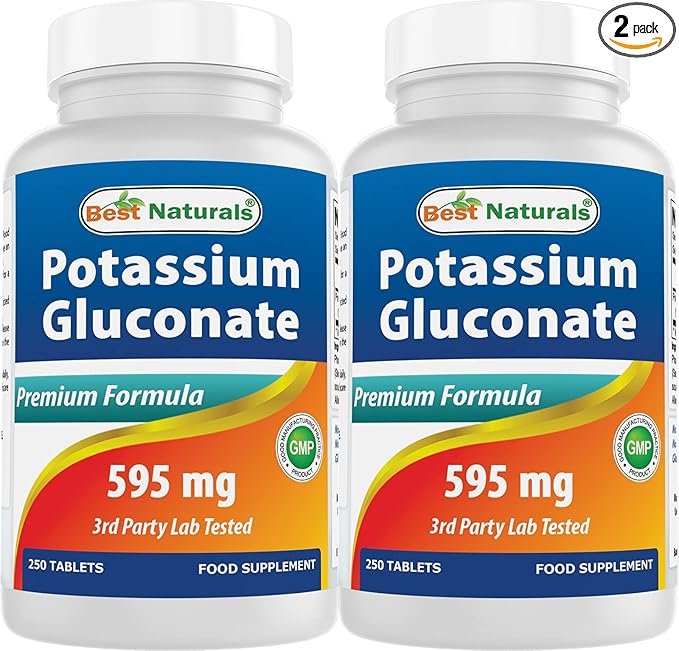 Best Naturals Potassium Gluconate 595 mg 250 Tablets (250 Count (Pack of 2))