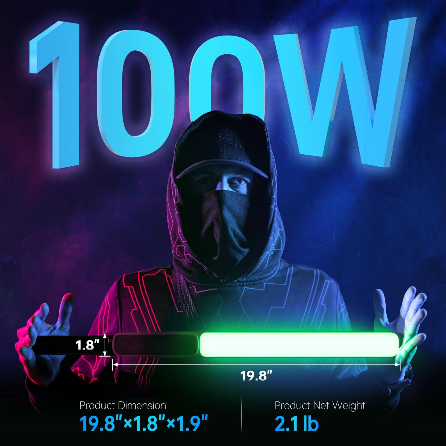 ZHIYUN CINEPEER CF100 100W RGB Light [Official] Stick Handheld LED Video Light Wand 2700K-6500K CRI 96+ TLCI 98+ Portable Fill Light with 6 Light Effect Continuous Output Photography Tube Combo