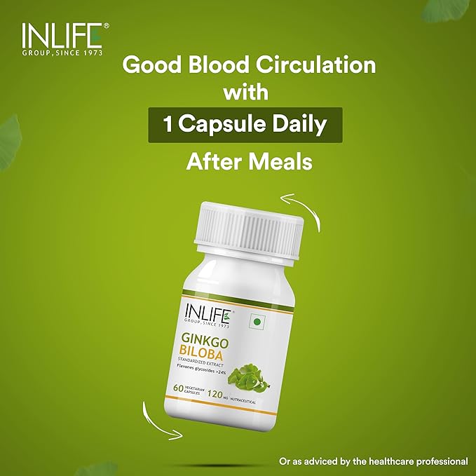 Ginkgo Biloba Extract Capsules 120mg | Herbal Supplement - 60 Vegetarian Capsules