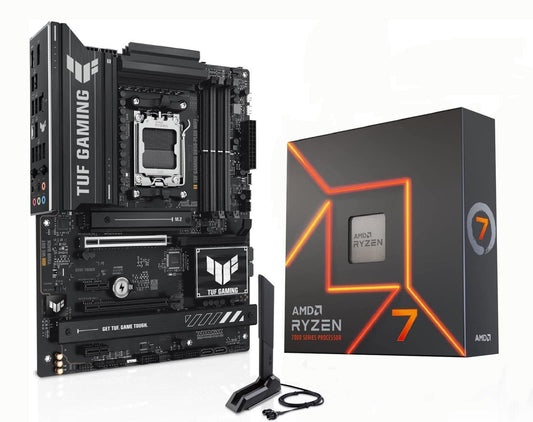 Micro Center AMD Ryzen 7 7700X CPU Processor with ASUS TUF Gaming B850-PLUS WiFi AM5 ATX Motherboard (DDR5, PCIe 5.0, 3X M.2, Wi-Fi 7, USB 20Gbps Type-C)
