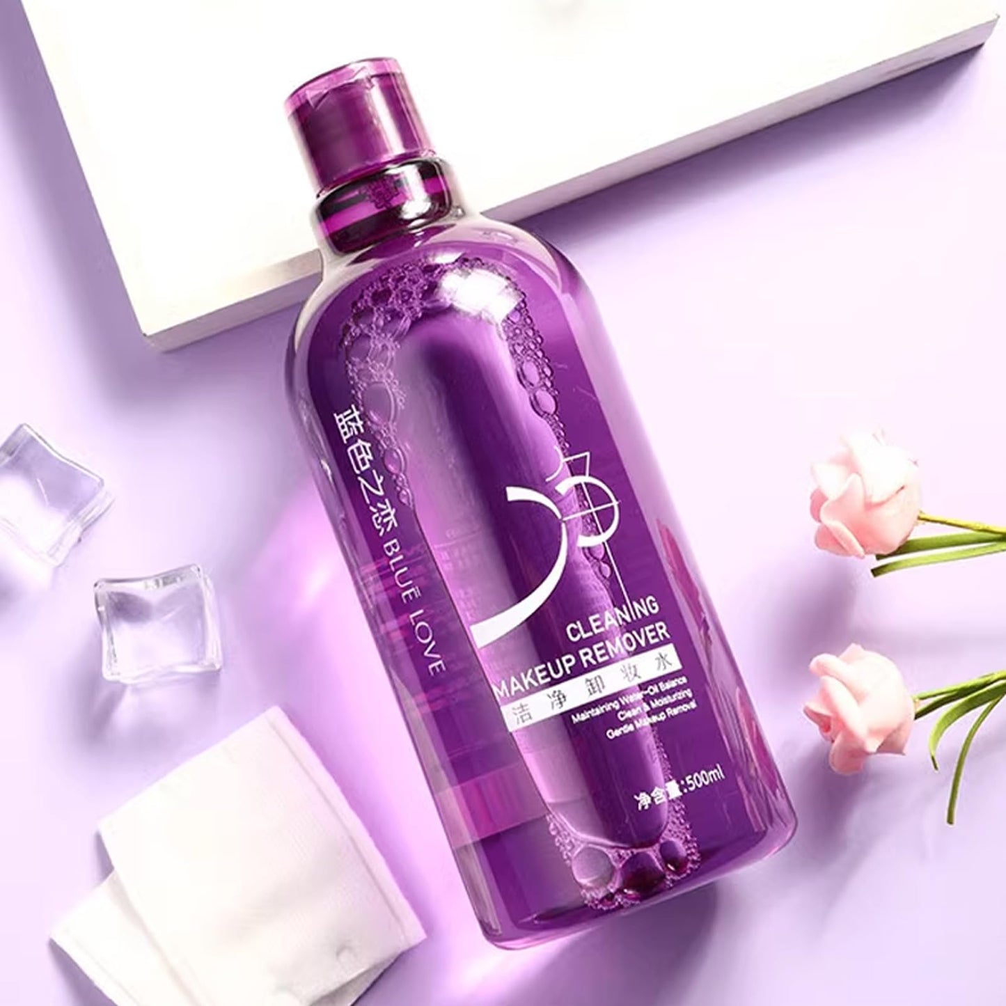 BLUE LOVE Perilla Makeup Remover Cleanser Water - Hydrating, Non-Greasy Facial Cleanser for All Skin Types, Effectively Removes Waterproof Makeup, 16.9 fl oz