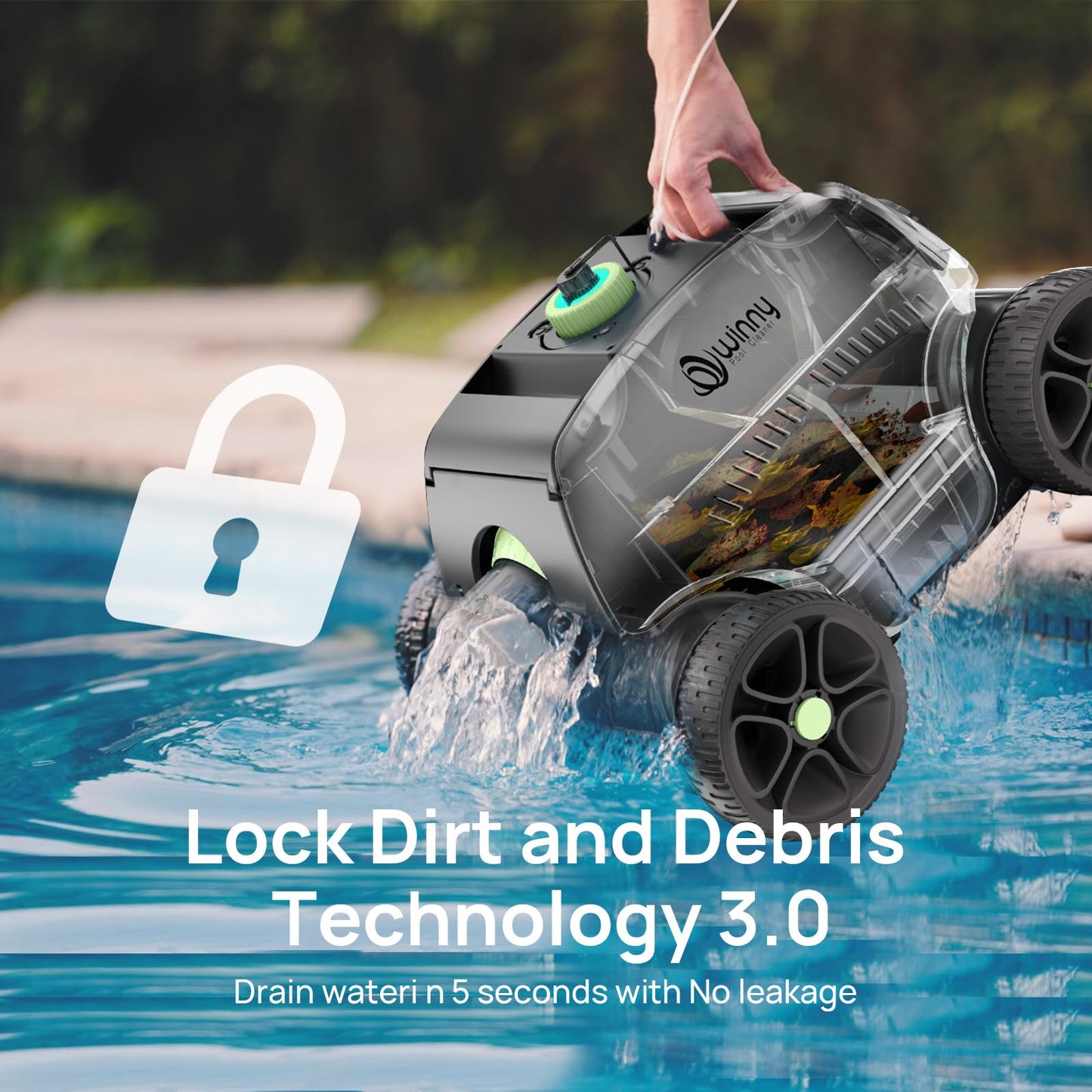 Cordless Robotic Pool Cleaner for Above Ground Pools, 130-Mins Runtime Pool Cleaner with Self-Parking & 1300 Sq. Ft Coverage, Powerful Suction & 6600mAh Battery for Longer Lifespan (White&Green)