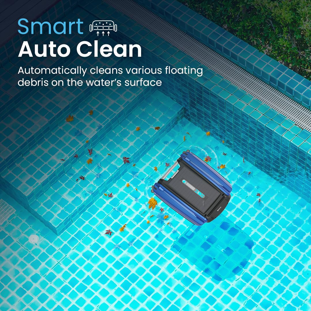 Betta SE Solar Powered Automatic Robotic Pool Surface Skimmer Cleaner with 24/7 Continuous Cleaning Battery Power and Re-Engineered Twin Salt Chlorine Tolerant Motors (Blue)