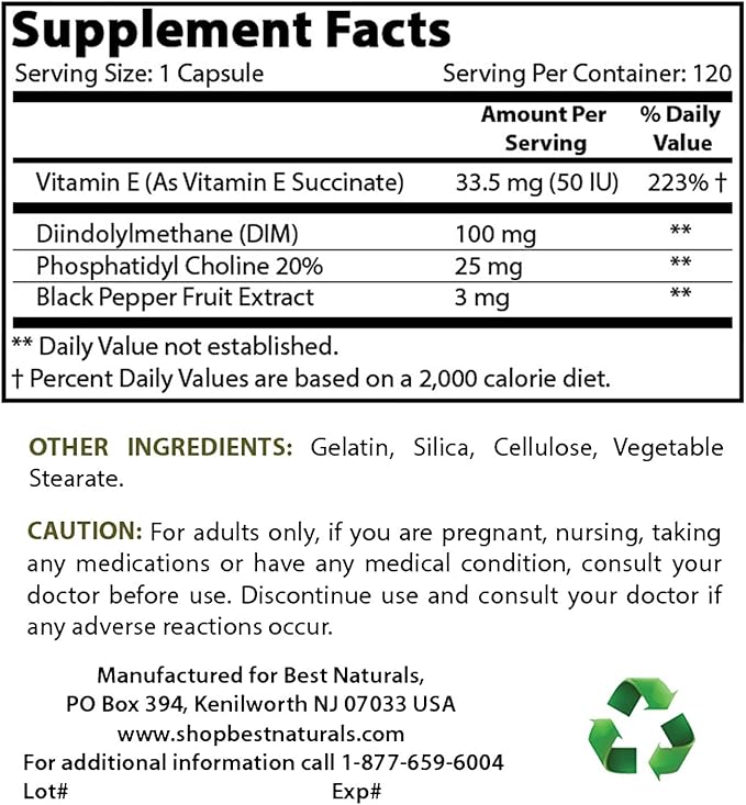 Best Naturals DIM Supplement 100 mg & Ashwagandha Extract 500 Mg