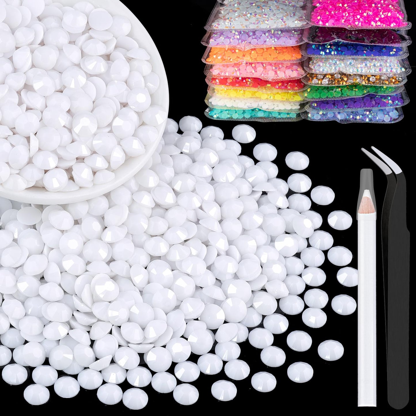 4000Pcs 4Mm Resin Rhinestones Bulk, White Flatback Round Jelly Rhinestones Bedazzling Non Hotfix Crystal Gems Large Quantity Who