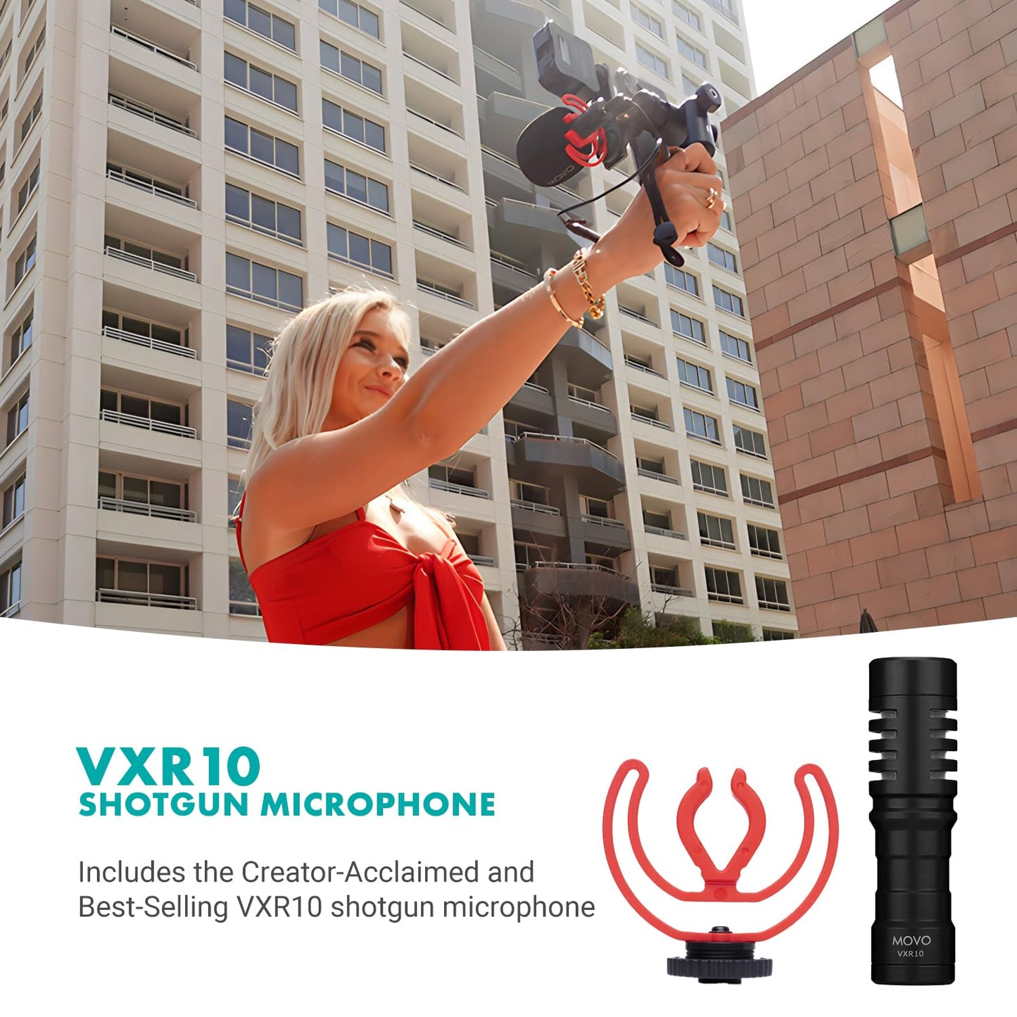 Movo iVlogger-PRO Vlogging Kit for iPhone/Android - YouTube Starter Kit for Content Creators - Accessories: Phone Tripod, Phone Mount, RGB Light and VXR10 Shotgun Mic