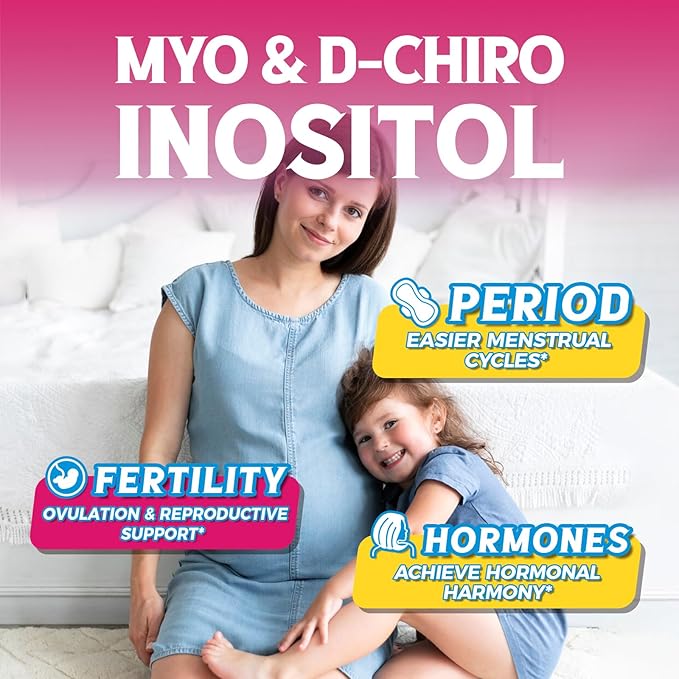Inositol Supplement, Myo-Inositol & D-Chiro Inositol Fertility Supplements for Women, 40:1 Ideal Ratio, Hormone Balance and Ovarian Support, 120 Vegan Capsules