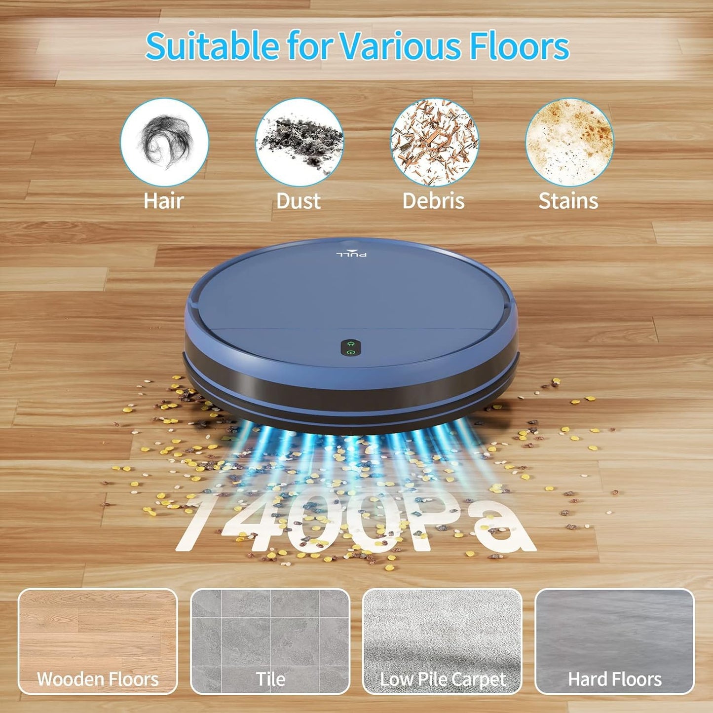 ZCWA Robot Vacuum and Mop, 2 in 1 Self-Charging Robot Vacuum Cleaner Compatible with WiFi/APP, Ideal for Hard Floor, Carpet and Pet Hair