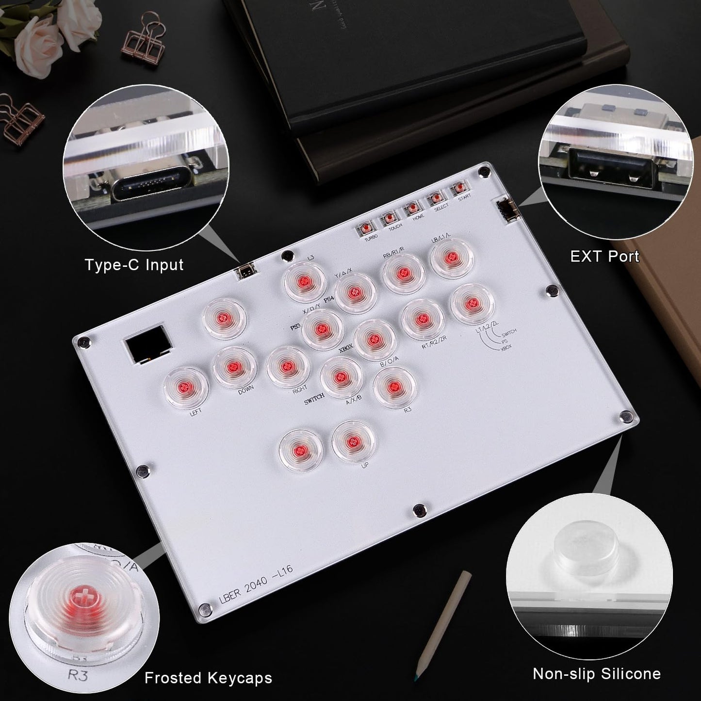 Leverless Controller L16 All-Button Arcade Stick for PC/PS3/PS4/Steam/Switch, Street Fight With Turbo & Custom RGB - Support Hot Swap & SOCD