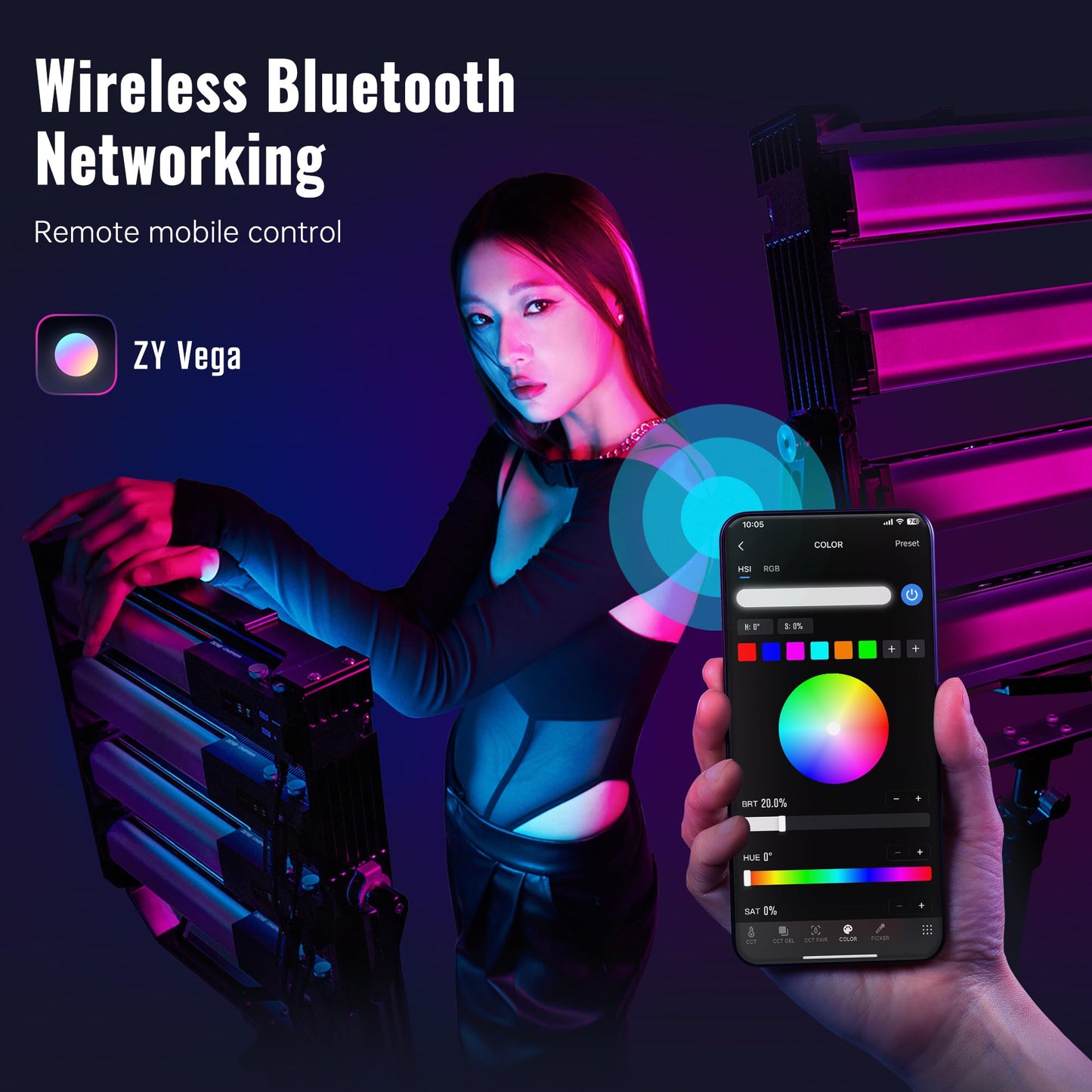 ZHIYUN CINEPEER C100 100W RGB Stick Light [Official] LED APP Control Video Light Wand Handheld 2700K-6500K CRI 95+ TLCI 98+ Continuous Output Lighting for 6*4500 mAh Photography 14.3" Tube Light COMBO