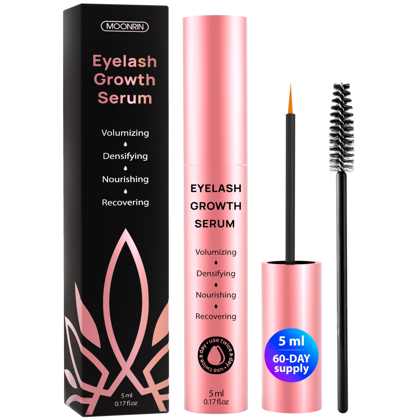 Lash Serum for Eyelash Growth, 0.17 fl oz, 5 ml, 2-in-1 Eyebrow Enhancing Formula for Thicker Brows, Strengthens, Lengthens, & Increases Hair Volume, for Natural Lashes & Extensions