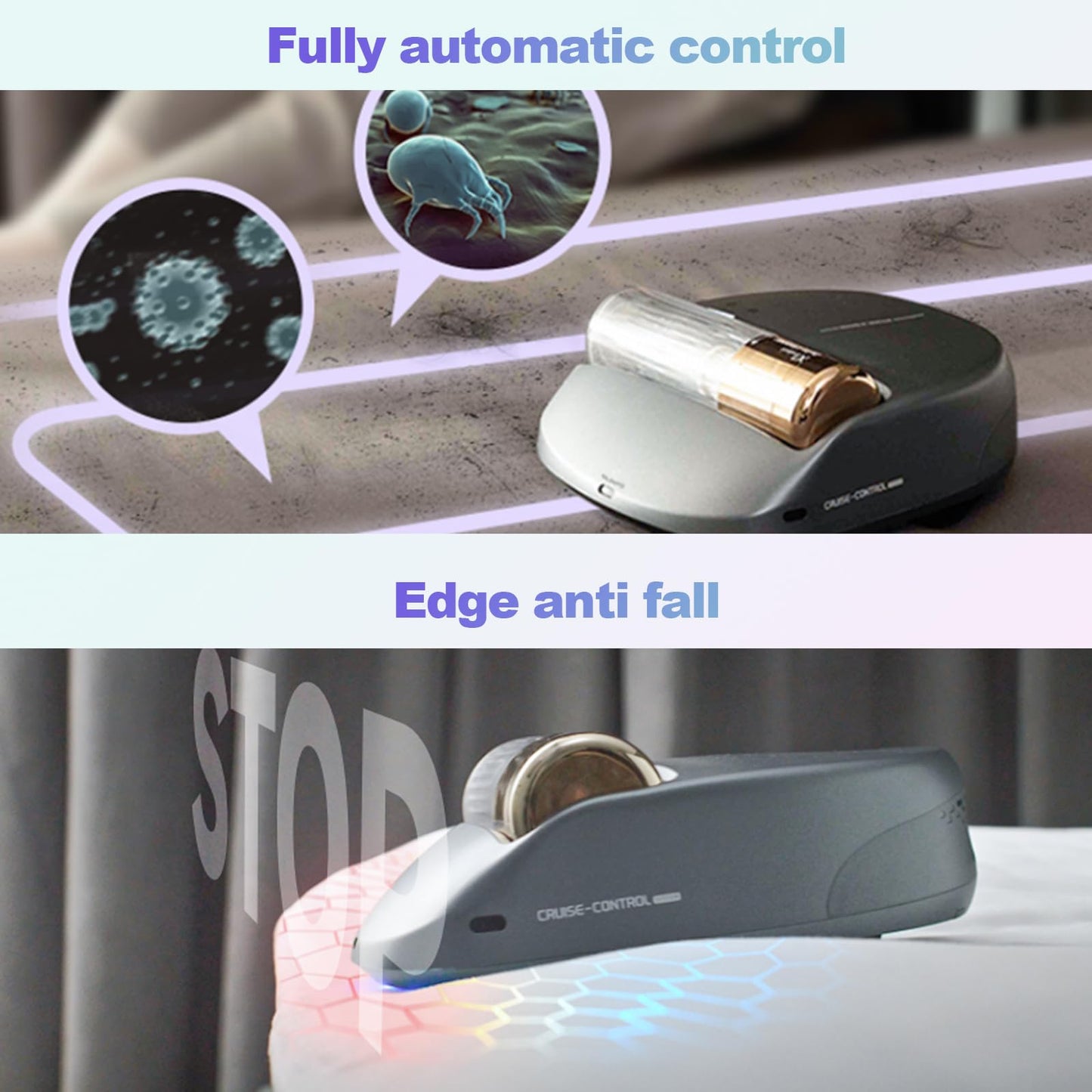 CREATULIZE Rechargeable Mattress Vacuum Cleaner 1-Click Deep Cleaning,Bed Vacuum Cleaner 14AW Strong Suction 270nm Deep Ultraviolet Lamp,Specially Designed for Mattresses,Auto for Pet Hair and Dust.