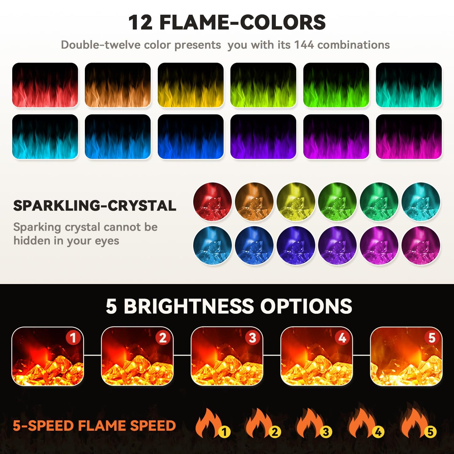 Tornivk 72 Inch Electric Fireplace Inserts Ultra-Thin Freestanding 750/1500W Electric Fireplace Heater Wall Mounted or Recessed Fireplace Electric with Adjustable Multicolor Flame,Timer