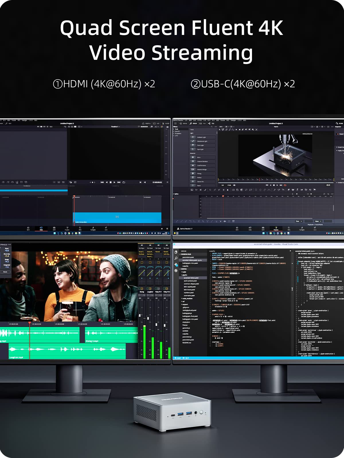 MINISFORUM NAB5 Mini PC 12th Gen Core i5-12450H(8C/12T) Mini Computer 16G RAM+512G SSD, Expandable HDD Slot, HDMI×2+USB-C×2 4K@60Hz Outputs, Intel UHD Graphics Desktop Computer (Renewed), Silver
