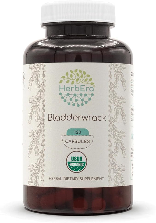 Bladderwrack USDA Organic 120 Capsules | Natural Herbal Supplement | Certified Organic Vegetarian Capsules and Organic Bladderwrack (Fucus vesiculosus) Dried Plant (120 Capsules)