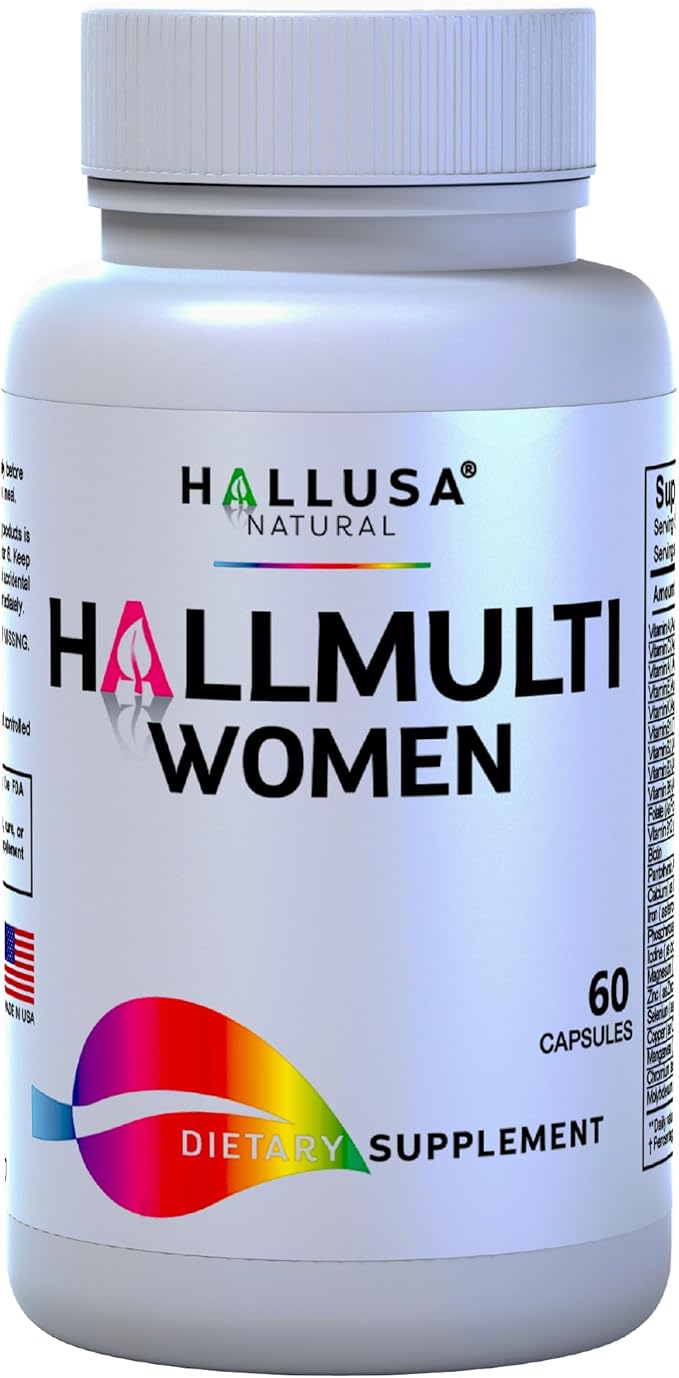 HALLMULTIVIT Women - Multivitamin for Women, Hair Skin and Nails Vitamins (Vitamin D, C, D3, B12, E & More), Biotin, Iron, Folate, Calcium, Magnesium & Zinc