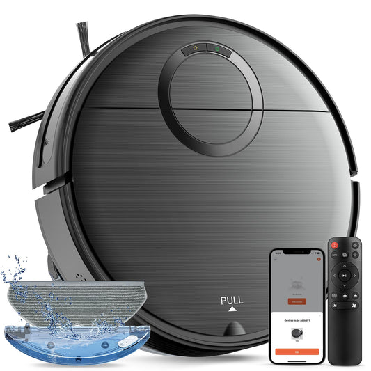 UMMUND Robot Vacuum and Mop Combo, 2 in 1 Mopping Robotic Vacuum Cleaner with Schedule, Wi-Fi/App/Remote, Max Suction 2000Pa, Self-Charging, Slim, Ideal for Hard Floor, Pet Hair, Low-Pile Carpet