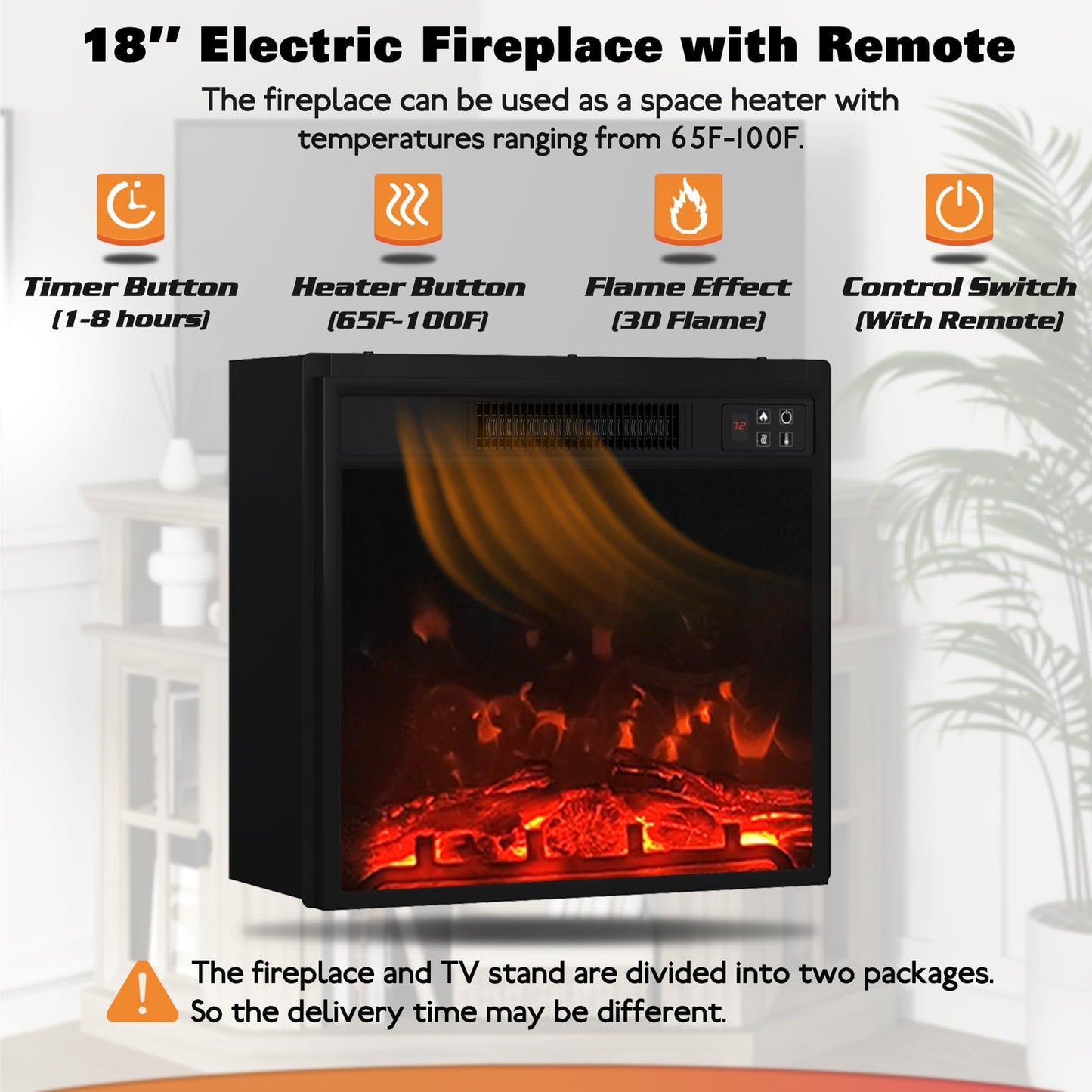 YESHOMY Corner Fireplace TV Stand for Television up to 55" with Storage Cabinets, Entertainment Center, Media Console for Living Room, Bedroom, Rustic Gray