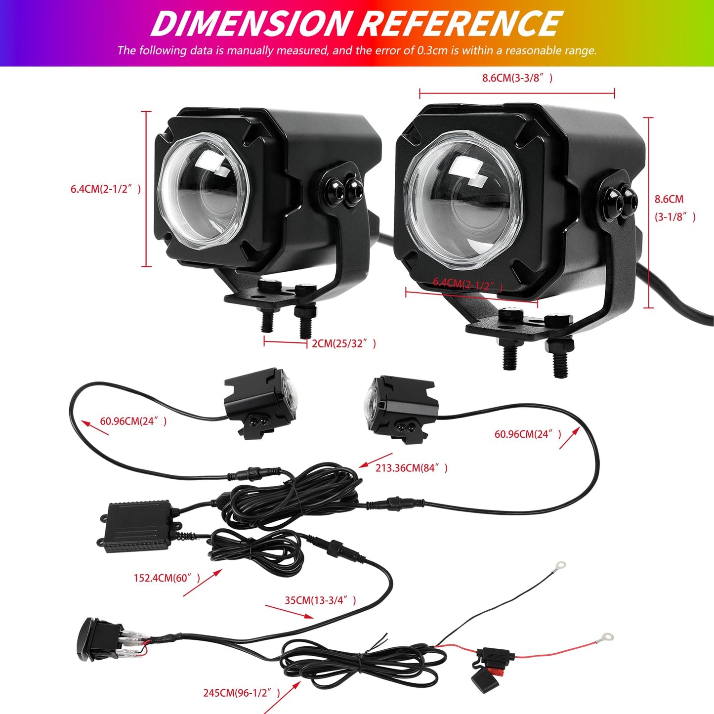 DREAMOTOR Whipless LED Whip Lights, 2PCS RGBW Spot Beam Pod Whip Light Kit with Switch & Remote, 4 Color Alien Lights for SXS for Side by Side Compatible with Polaris RZR Can-Am Maverick X3 UTV ATV