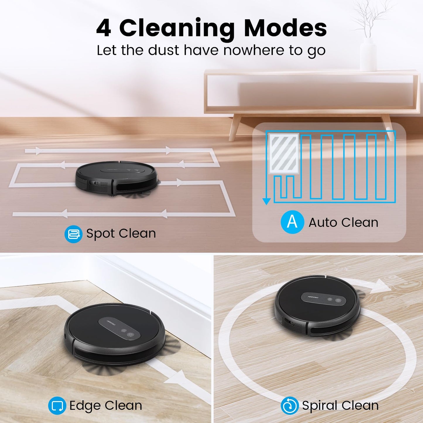 AIRROBO Robot Vacuums with 2800Pa Suction, 3-inch Slim Body, Gyroscope Navigation, Remote & App Control, 600ML Dustbin, Automatic Recharge – Ideal Robot Vacuums Cleaner for Homes