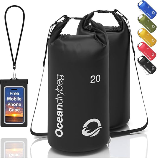 Oceandrybag - Waterproof Dry Bag Backpack - Floating Dry Sack Portable for Kayaking, Beach, Rafting, Boating, Hiking, Camping, Fishing with Waterproof Phone Case