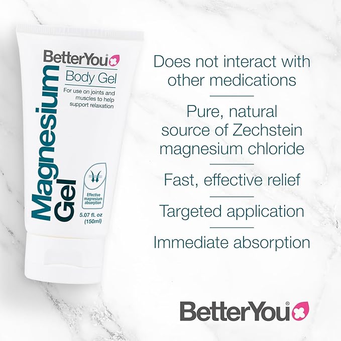 BetterYou Magnesium Gel - Relaxing Muscle Rub - Topical Magnesium for Effective Absorption - Tense Joint Support and Sore Muscle Relief - 5.07 oz