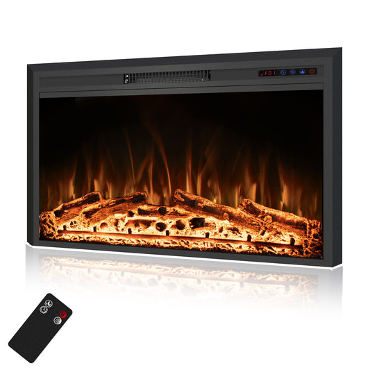 Rodalflame 40" Width Electric Fireplace Inserts with Adjustable Flame Colors, Fireplace Heater with Touch Screen & Remote Control, Recessed in Wall, 750/1500W, Timer