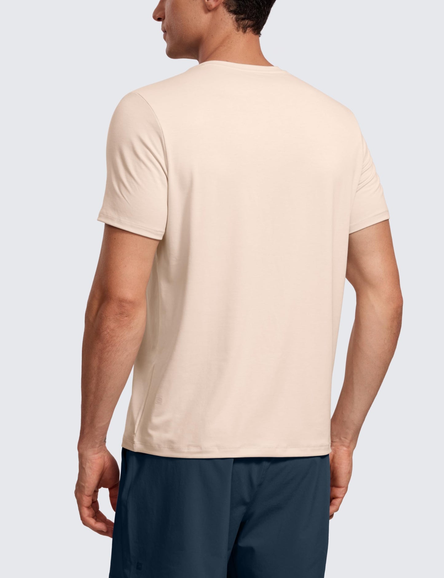 CRZ YOGA Short Sleeve Shirts for Men Quick Dry Workout Classic Fit T-Shirt Casual Daily Comfy Tee Tops White Opal Large