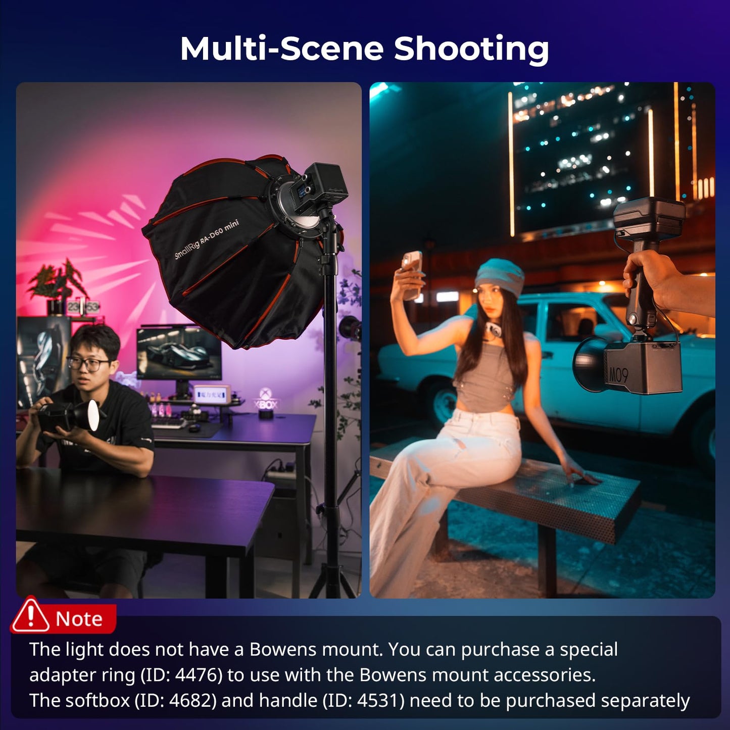 SmallRig RC 60C RGB LED Video Light, 3400mAh Battery 45min Runtime, APP Control, Potable Palm-Sized Continuous Output Lighting 2500K-10000K, for Photography/Video/Studio, Lite Edition