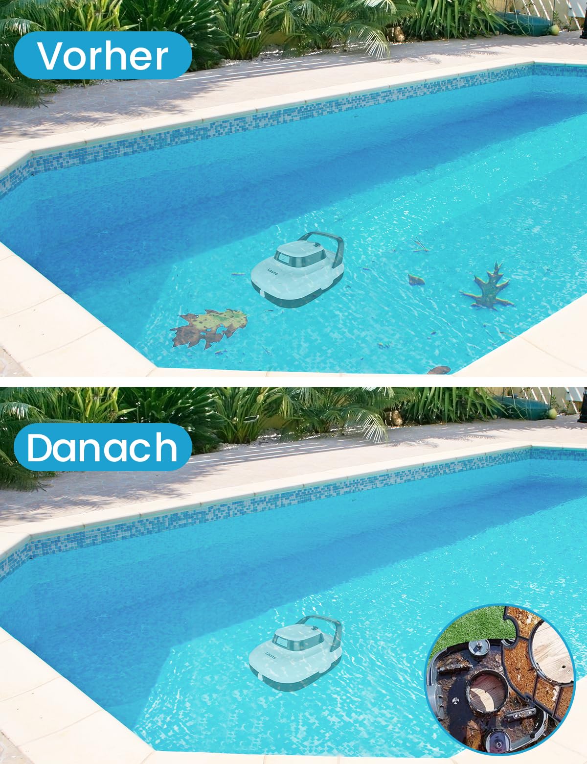 (2025 Upgrade) Launs S1 Cordless Robotic Pool Cleaner, Dual Motors & Suction Ports Automatic Pool Vacuum Robot Lasts up to 90 Min, Self-Parking Ideal for Above Ground Pools (New)