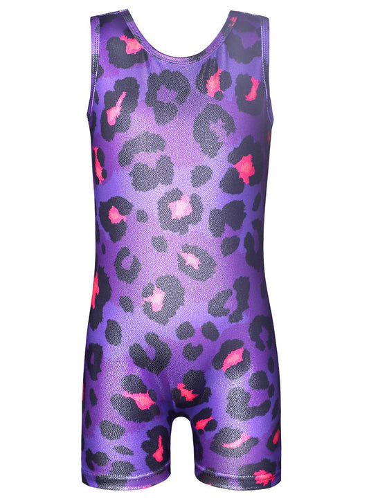 HOZIY Gymnastics Leotards for Girls Purple Leopard 5t Size 5-6 Years Old Dance Shorts