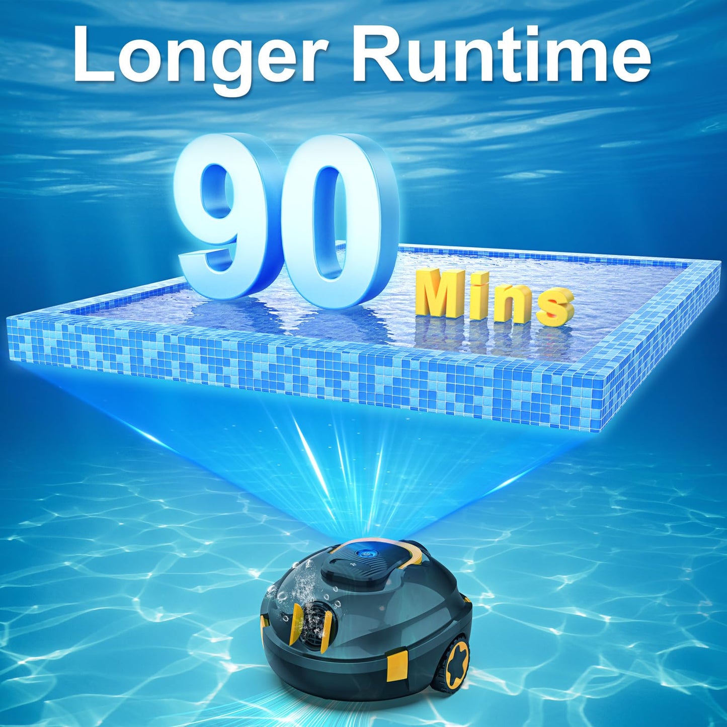 Y20 Cordless Robotic Pool Cleaner, Automatic Pool Vacuum for Above Ground & Inground Pool, 90 Min Runtime, Auto-Parking, Lightweight, Powerful Robot up to 1100 sq.ft