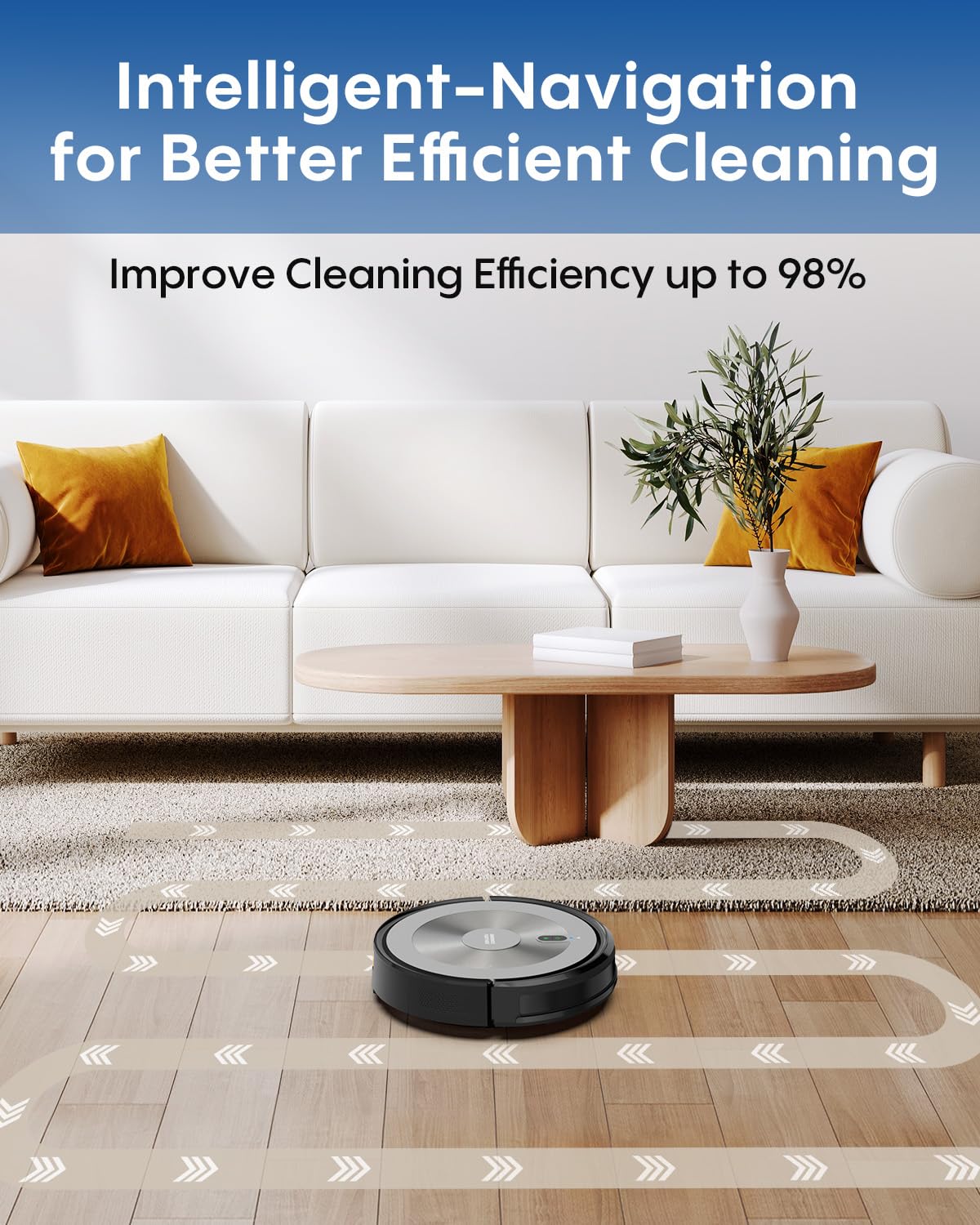 AZQQ Robot Vacuum and Mop - Robotic Vacuums Cleaner 3000 Pa Strong Suction, Smart Efficient Navigation, Automatic Recharge, Anti-Fall, 6 Cleaning Modes, Pet Hair Removal, App/Alexa/Voice Control
