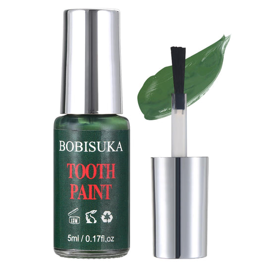 BOBISUKA Green Tooth Paint, Professional Green Teeth Makeup Solution - Safe, Quick Dry & Realistic, Perfect for Cosplay, Halloween Makeup, Theater, and Special Effects (5 ml)