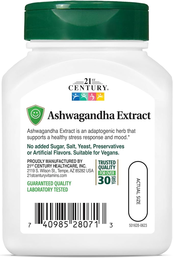 21st Century Healthcare Ashwagandha Extract 500 mg, 60 Capsules