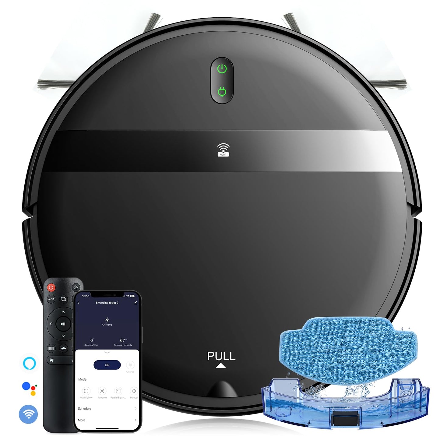 Kilgone Robot Vacuum and Mop Combo for Large Homes & Pet Hair – Smart App/Voice, 2300Pa Sucktion, 120Min Clean, Ultra-Thin 2.87" Design