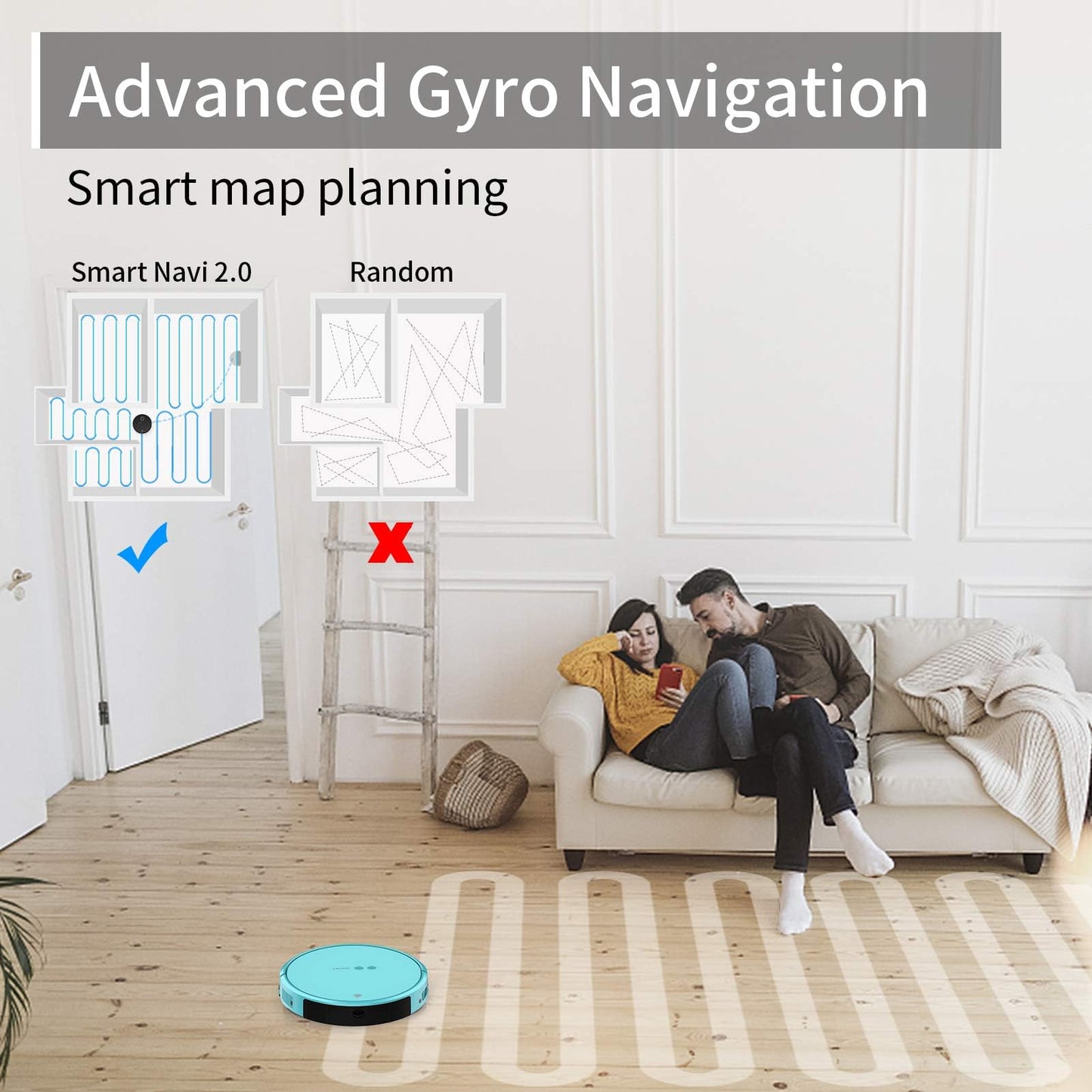 TECBOT S1 Robot Vacuum Cleaner Slim 120Mins Runtime 2-in-1 Robot Sweeping or Mopping Self-Charging WiFi&App&Remote Control Robotic Vacuum Cleaner for Home Pet Hair Hard Floors,Blue