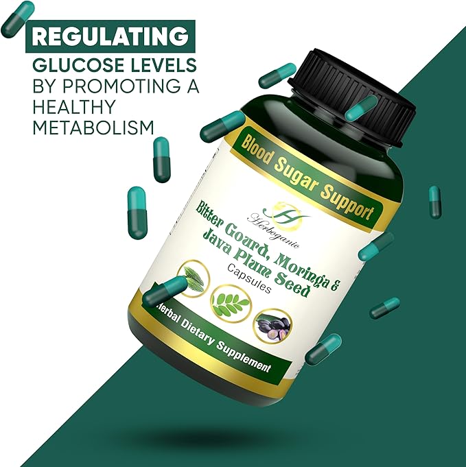 Bitter Gourd Moringa and Java Plum Seed Capsules | 500mg |All Natural Detoxification | 60 Capsules