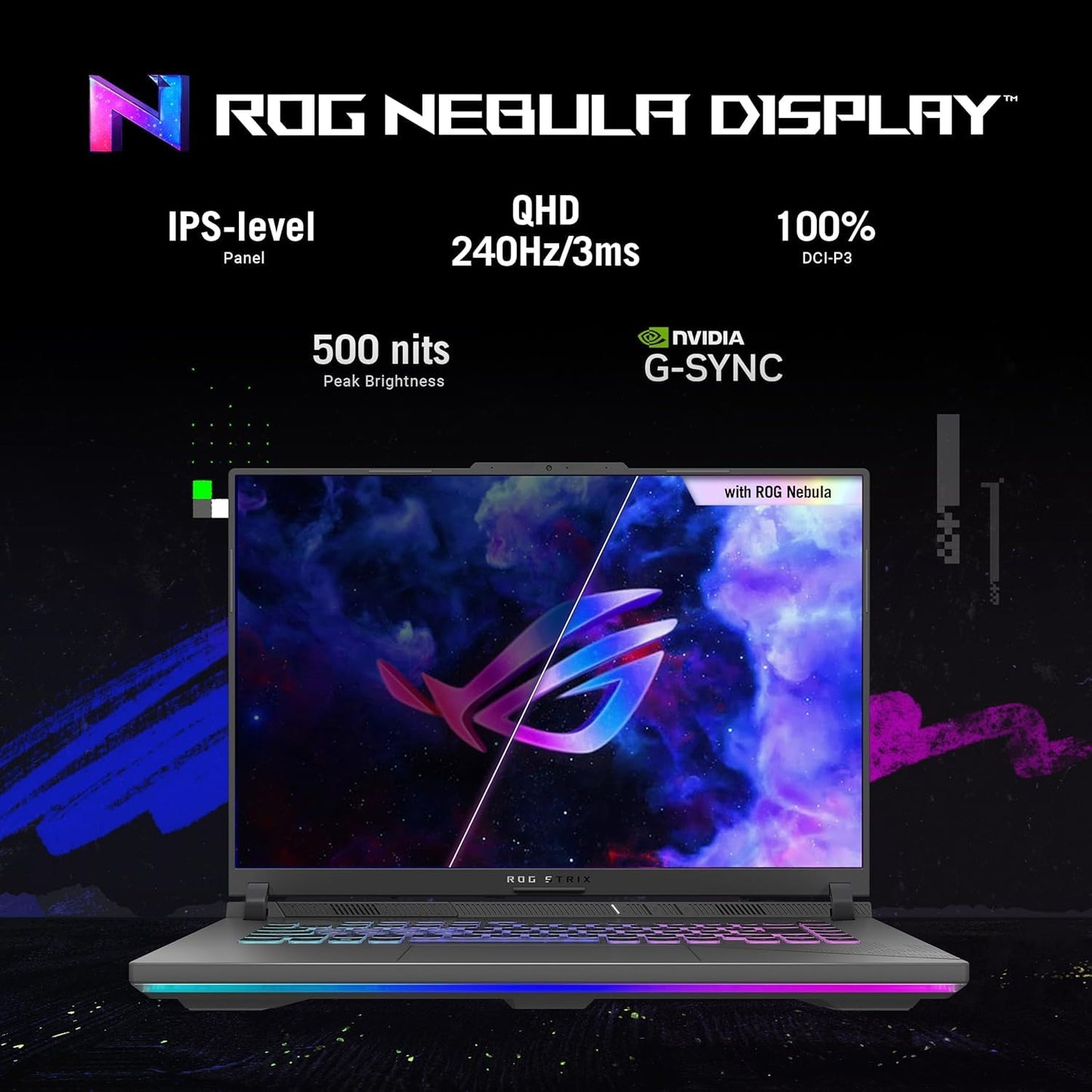 ASUS ROG Strix G16 Gaming Laptop, 16" ROG Nebula QHD+ 240Hz WQXGA (16:10), Intel 24-Core i9-14900HX, GeForce RTX 4060, 64 GB DDR5, 4 TB SSD, Backlit RGB, Wi-Fi 6E, Win11 Pro, w/Accessories