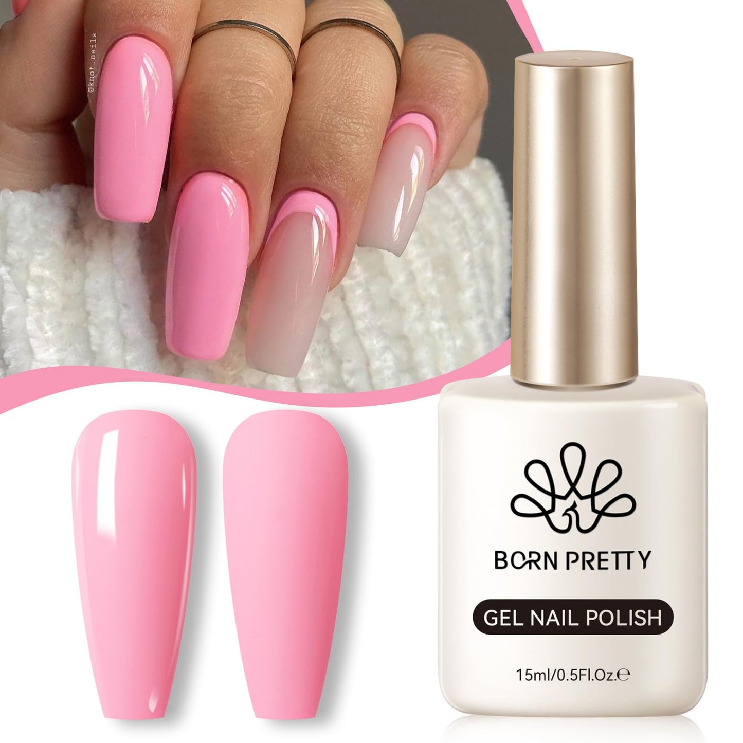 Born Pretty Pink Gel Nail Polish 15ml Paris Pink Color Nail Art Design Manicure DIY Salon Home Long Lasting