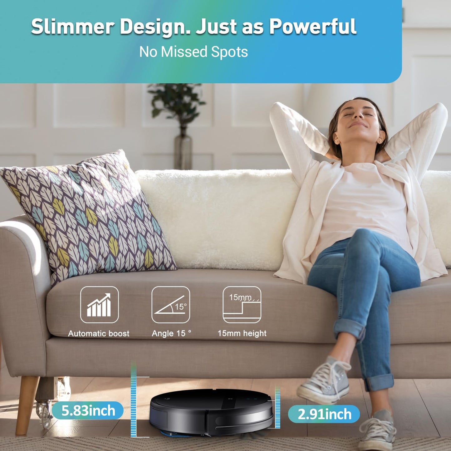 Kilgone Robot Vacuum and Mop Combo, 2-in-1 Robotic Vacuum Cleaner with Tangle-Free Suction, WiFi/Alexa/App Control, Auto Recharge, Ultra-Slim Quiet Design for Pet Hair, Hard Floors & Low-Pile Carpets