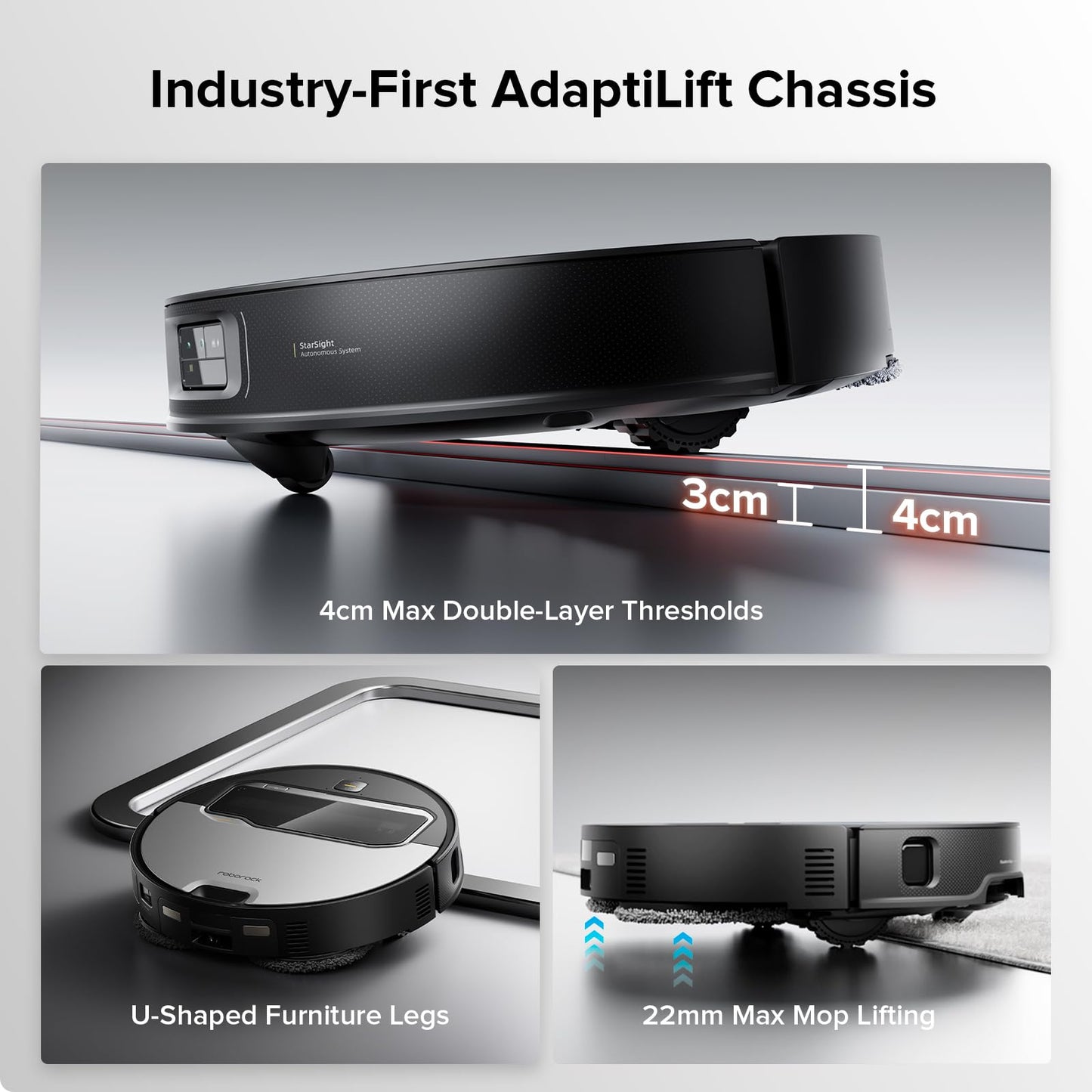 roborock Saros Z70 Robot Vacuum and Mop, OmniGrip Arm, AI-Powered, 22,000Pa Suction, 3.14’’ Ultra Slim, FlexiArm Riser Technology, AdaptiLift Chassis, Obstacle Avoidance, Auto Mop Washing & Drying