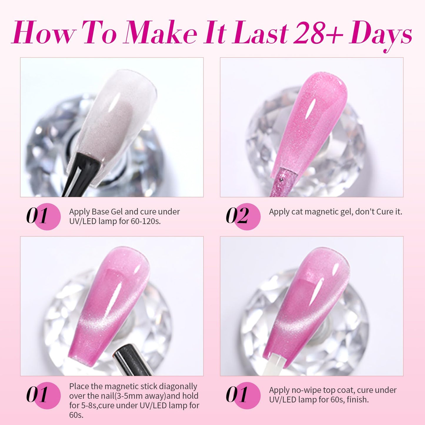 Born Pretty Jelly Gel Nail Polish, Glitter Gel Polish, Hot Pink Nude Cat Magnetic Eye Gel Nail Polish, Sheer Crystal Transparent Sparkle Gel Nail, Nail Manicure Gift DIY at Home 6PCS 7ml