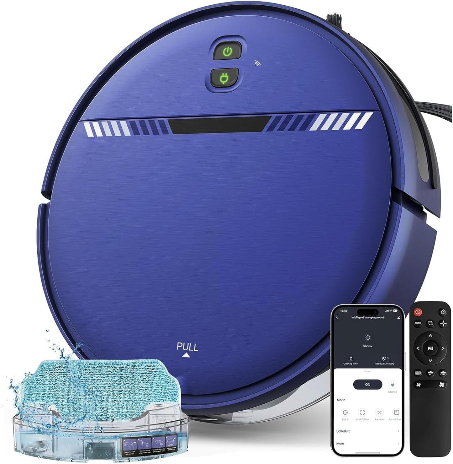 Robot Vacuum and Mop Combo, Automatic Slef-Cleaning Robotic Vacuum Cleaner for Pet Hair, Smart 2 in 1 Mopping Robot Vacuum with Schedule, WiFi/App/Voice, Slim, Ideal for Hard Floor, Carpet