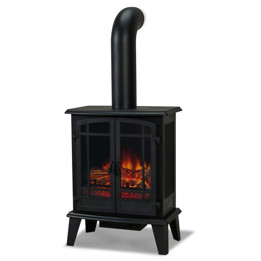 Real Flame Foster 25" Stove Electric Fireplace for Living Room or Bedroom, Realistic Log and Flame Effect, Freestanding Fireplace with Adjustable Thermostat, Auto Shut-Off
