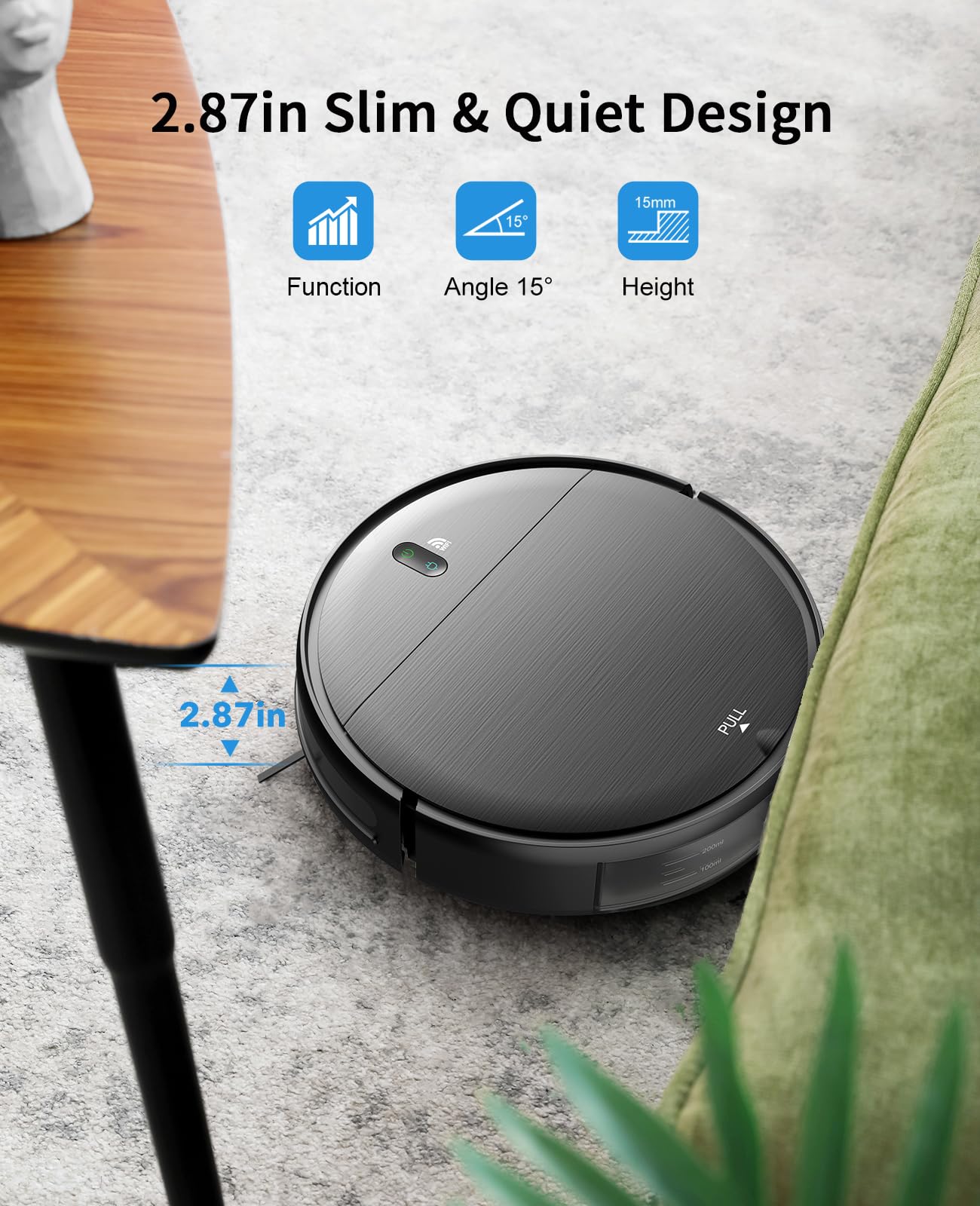 Robot Vacuum and Mop Combo, 2 in 1 Mopping Robot Vacuum Cleaner with Schedule, Wi-Fi/Voice/App, Strong Suction, Easy of Use, Self-Charging Robotic Vacuum, Slim, Ideal for Hard Floor, Pet Hair, Carpet