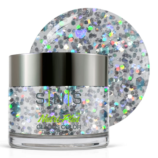 SNS Nail Dip Powder, Gelous Color Dipping Powder - Bali Infinity Pool (Metallics/Silver, Glitter) - Long-Lasting Dip Nail Color Dip Nail Color Lasts 14 Days - Low Odor & No UV Lamp Needed - 1.5 Oz