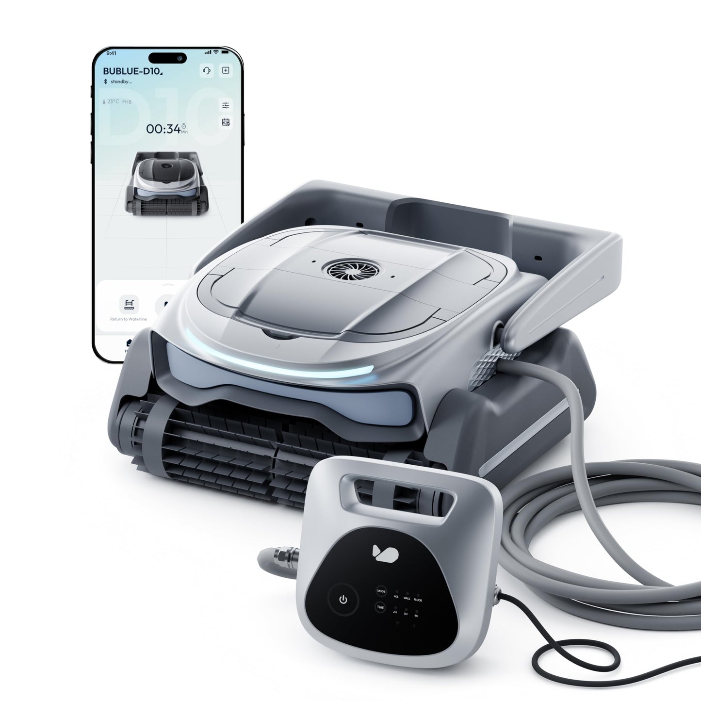 BUBLUE Bubot 800P Robotic Pool Cleaner, Pool Vacuum with Superior Suction, Smart Navigation, APP Control, Custom Scheduling, Wall/Waterline Cleaning, TangleEase Tech, for Pools up to 1,076 Sq.Ft